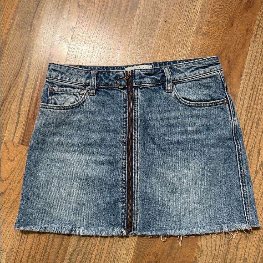 We The Free Blue Denim Mini Skirt